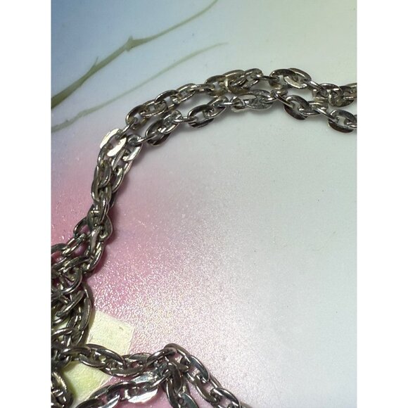 Vintage 70's Articulated Silver tone Tassel Pendant Necklace - Picture 7 of 10